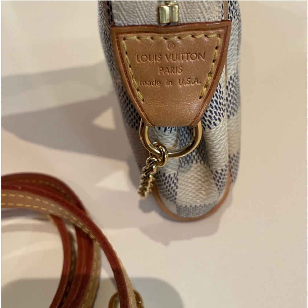 Louis Vuitton Eva Damier Azur Chain Clutch 2 Way Purse Crossbody Pouchette - Picture 10 of 16